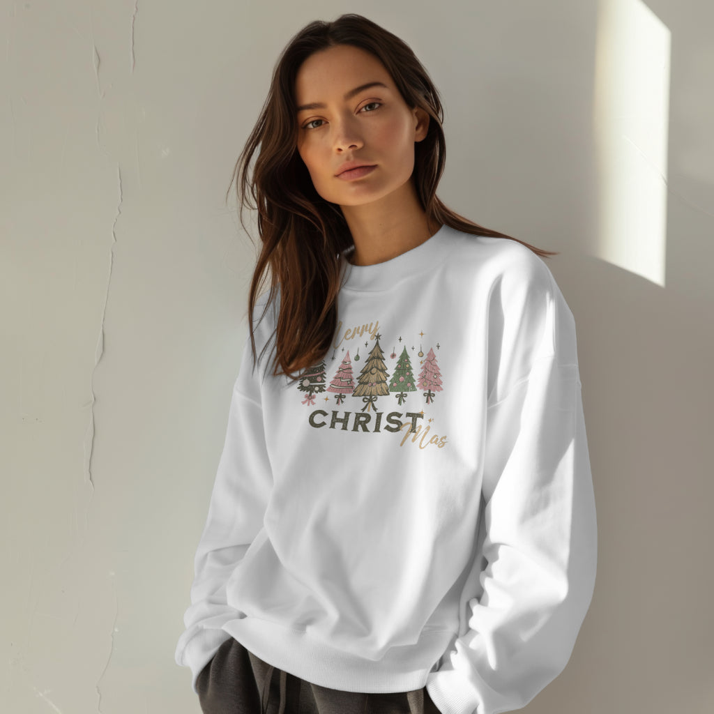 Merry CHRISTmas Sweatshirt - Pastel Christian Holiday Apparel
