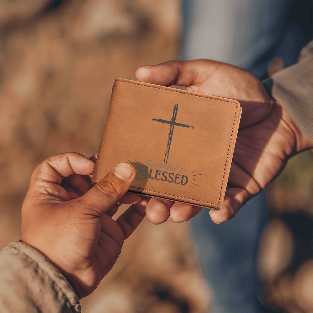 ELEVATED SPIRIT | GRATEFUL & BLESSED MEN'S LEATHER WALLET - Elevated Spirit 