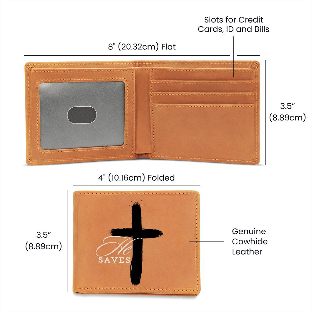 ELEVATED SPIRIT | HE SAVES MEN'S LEATHER WALLET - Elevated Spirit 