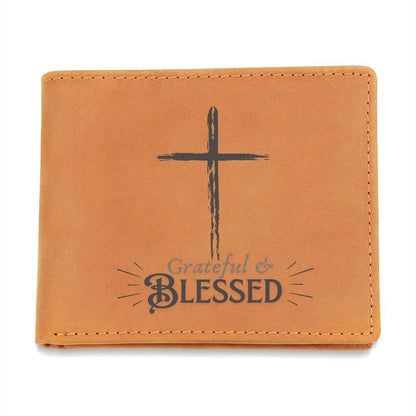 ELEVATED SPIRIT | GRATEFUL & BLESSED MEN'S LEATHER WALLET - Elevated Spirit 