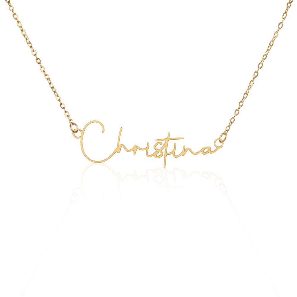 Christian cursive name necklace, personalized with 10 letters or less.
