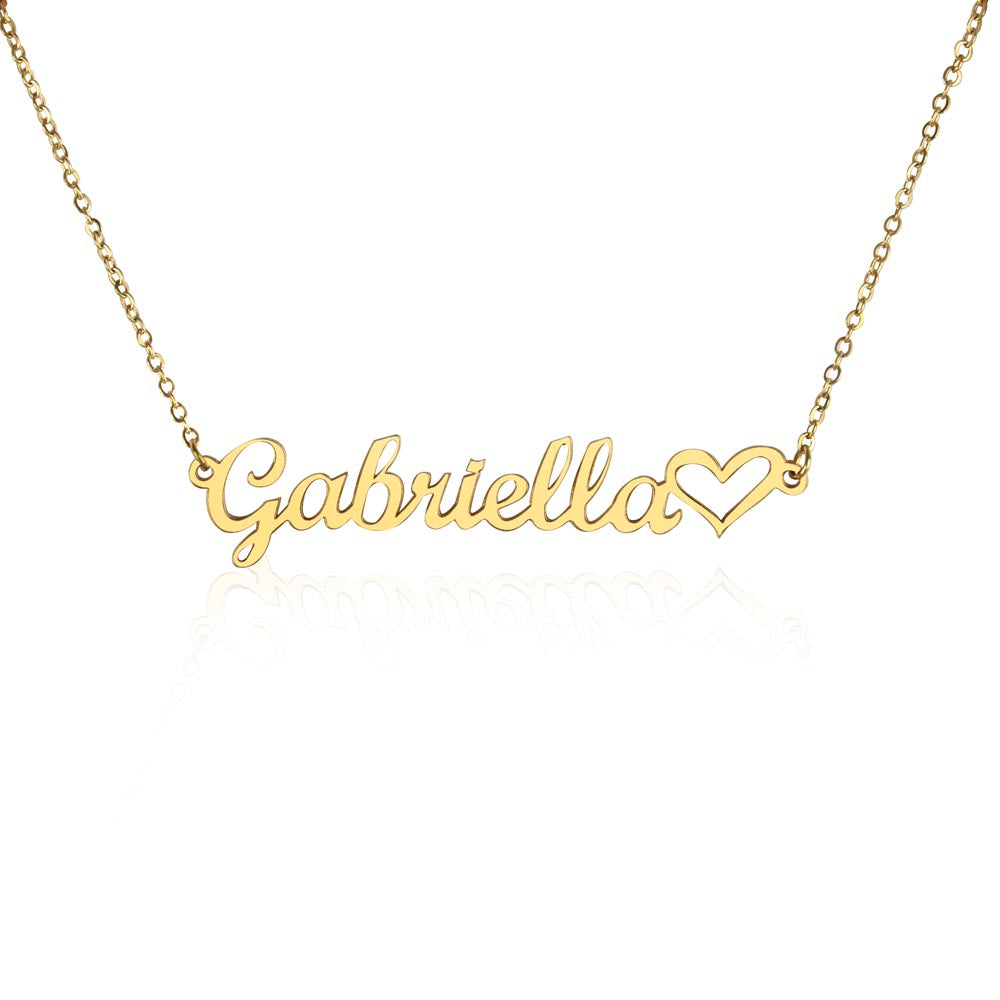 Christian name necklace with heart, customizable with 10 characters or less
