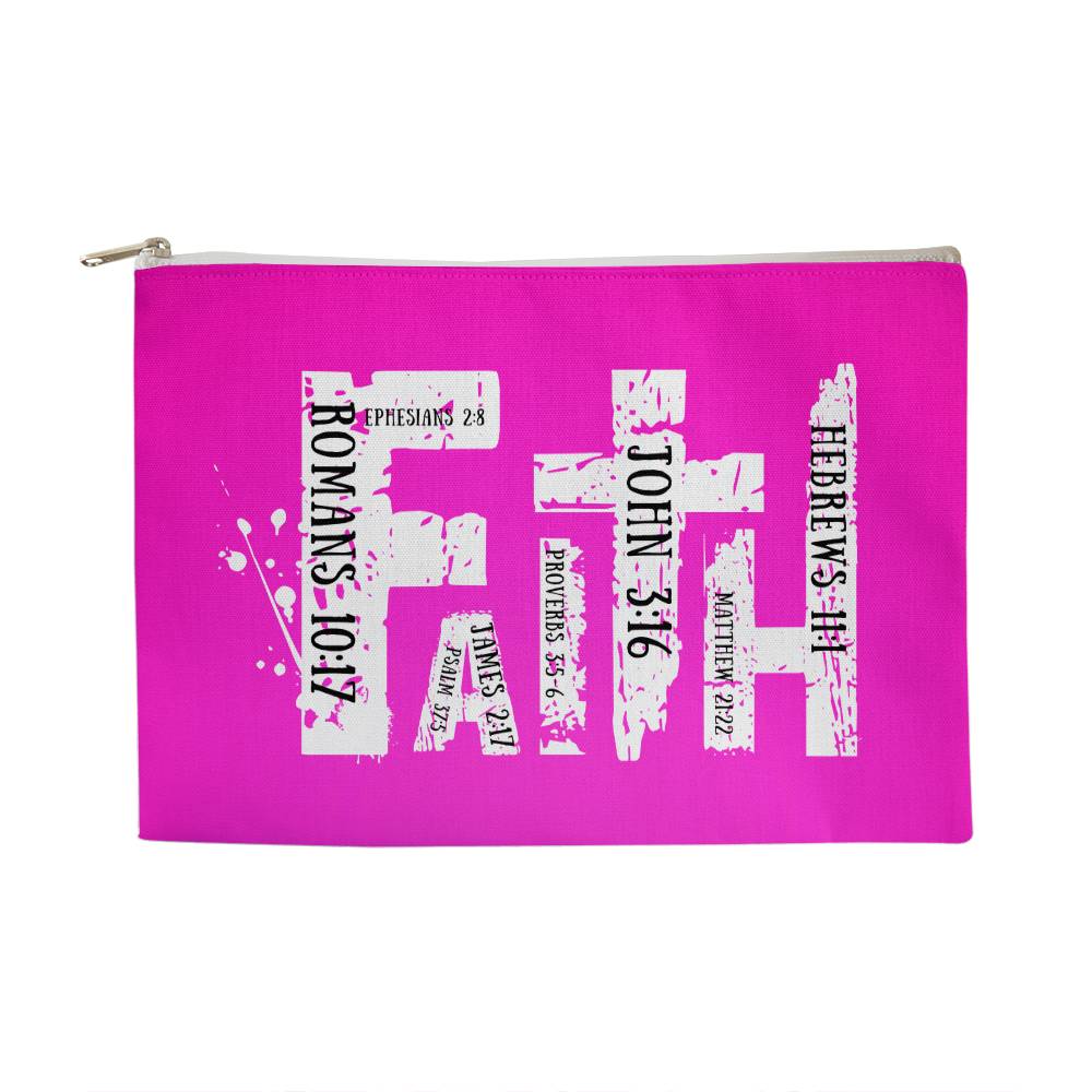 ELEVATED SPIRIT | HOT PINK FAITH  | LARGE ZIPPERED POUCH - Elevated Spirit 