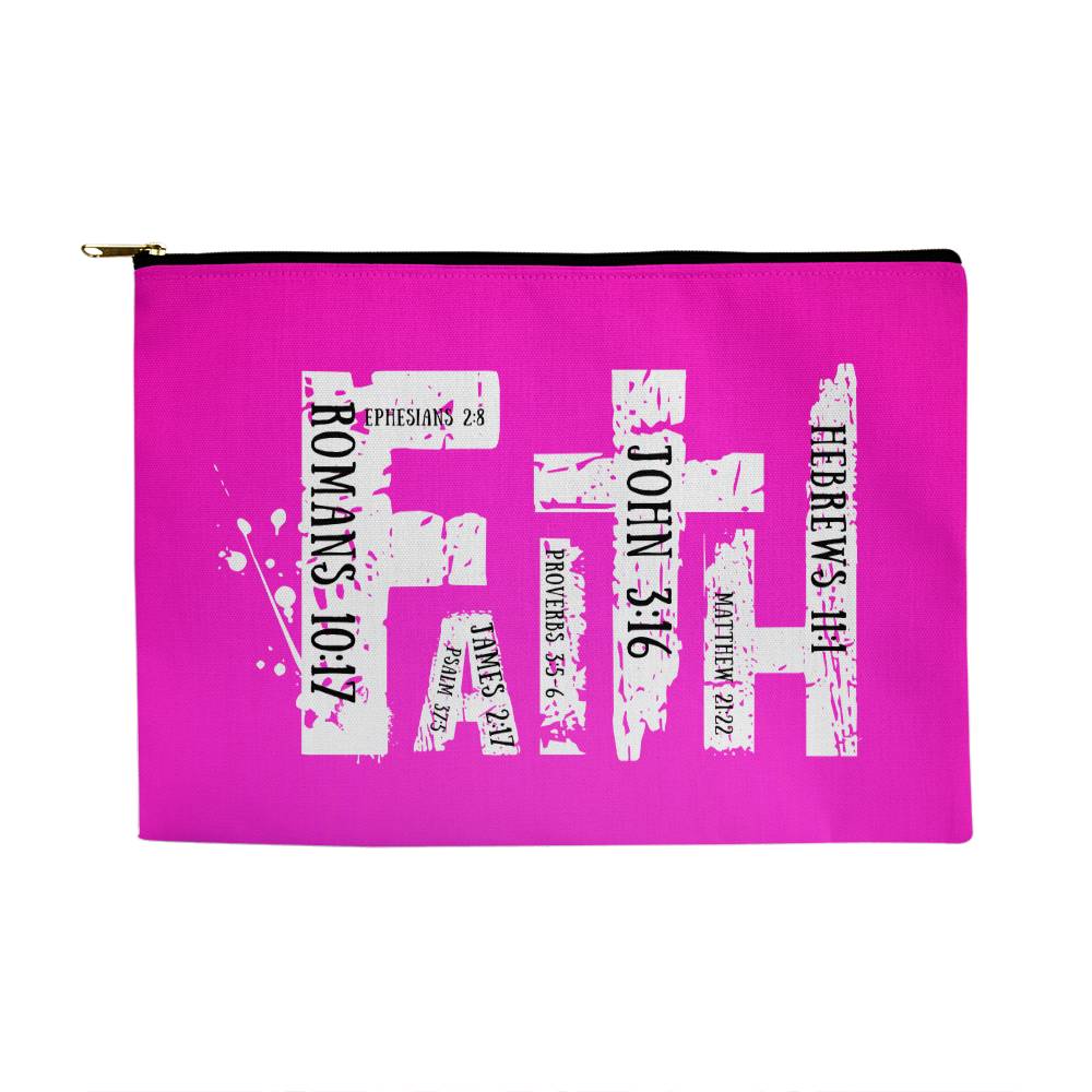 ELEVATED SPIRIT | HOT PINK FAITH  | LARGE ZIPPERED POUCH - Elevated Spirit 