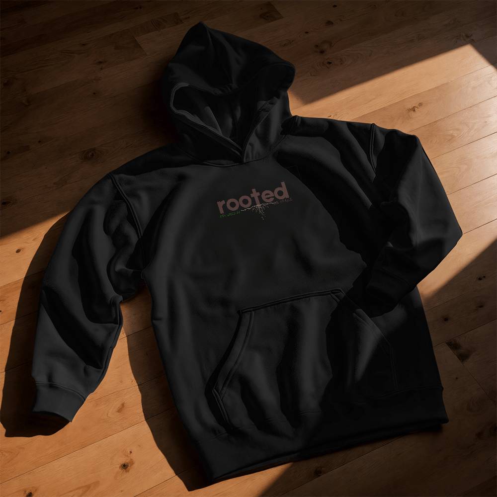 Rooted in His Love black youth Christian hoodie  | Trendy Faith-Based Apparel
