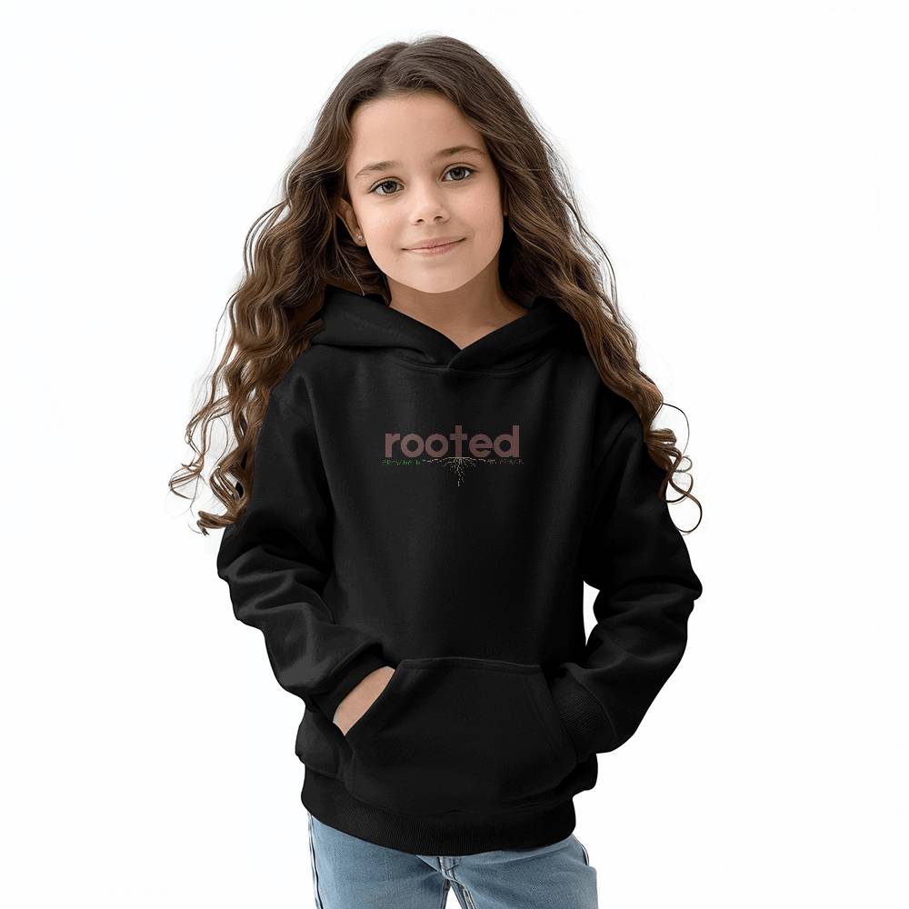 Rooted in His Love black youth Christian hoodie  | Trendy Faith-Based Apparel
