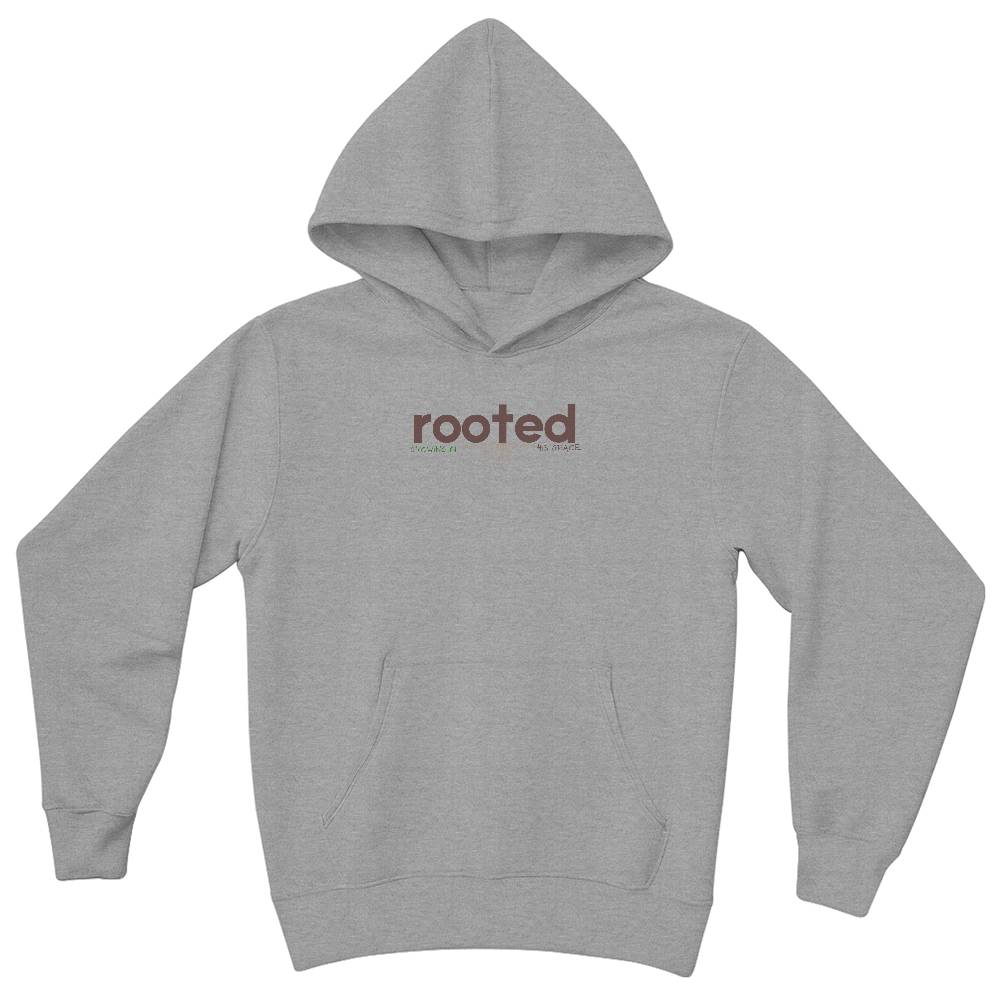 Rooted in His Love gray youth Christian hoodie  | Trendy Faith-Based Apparel
