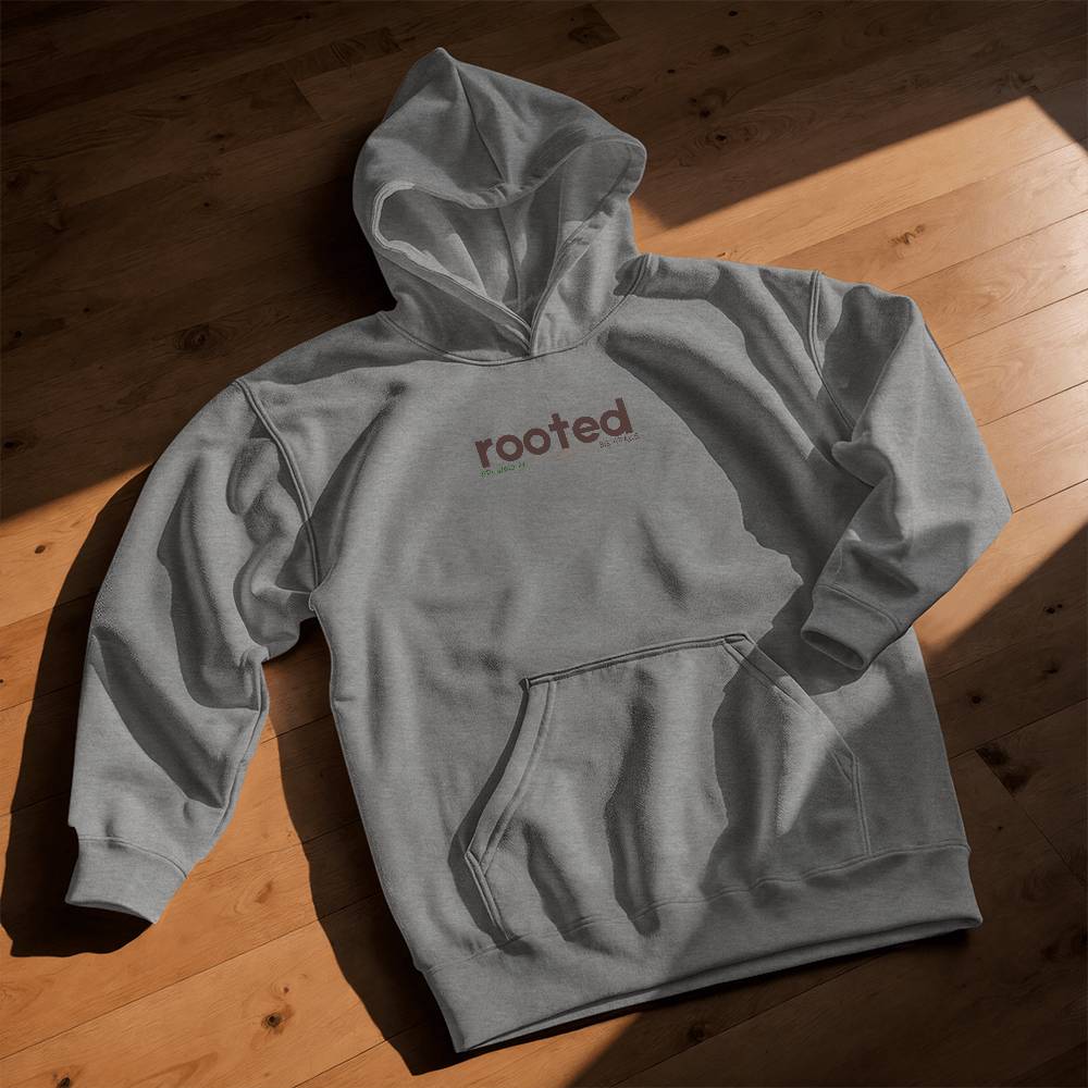 Rooted in His Love gray youth Christian hoodie  | Trendy Faith-Based Apparel
