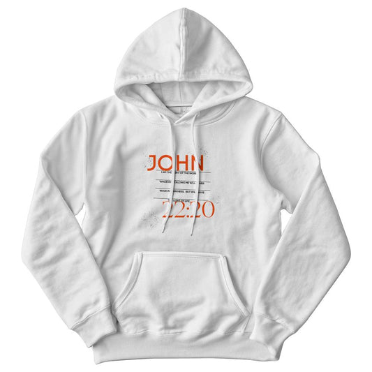 WHITE JOHN 22:20 CHRISTIAN HOODIE