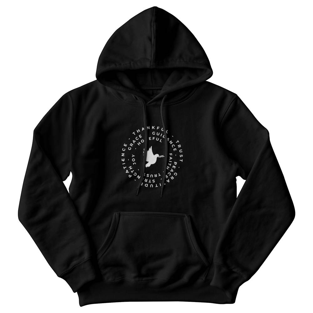 Black Christian hoodie with circular design