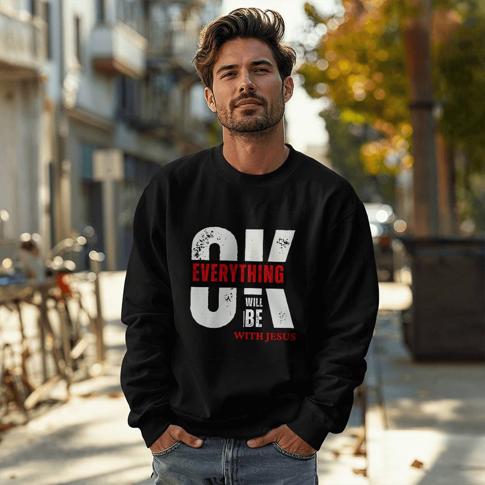 EVERYTHING WILL BE OK BLACK CHRISTIAN CREWNECK