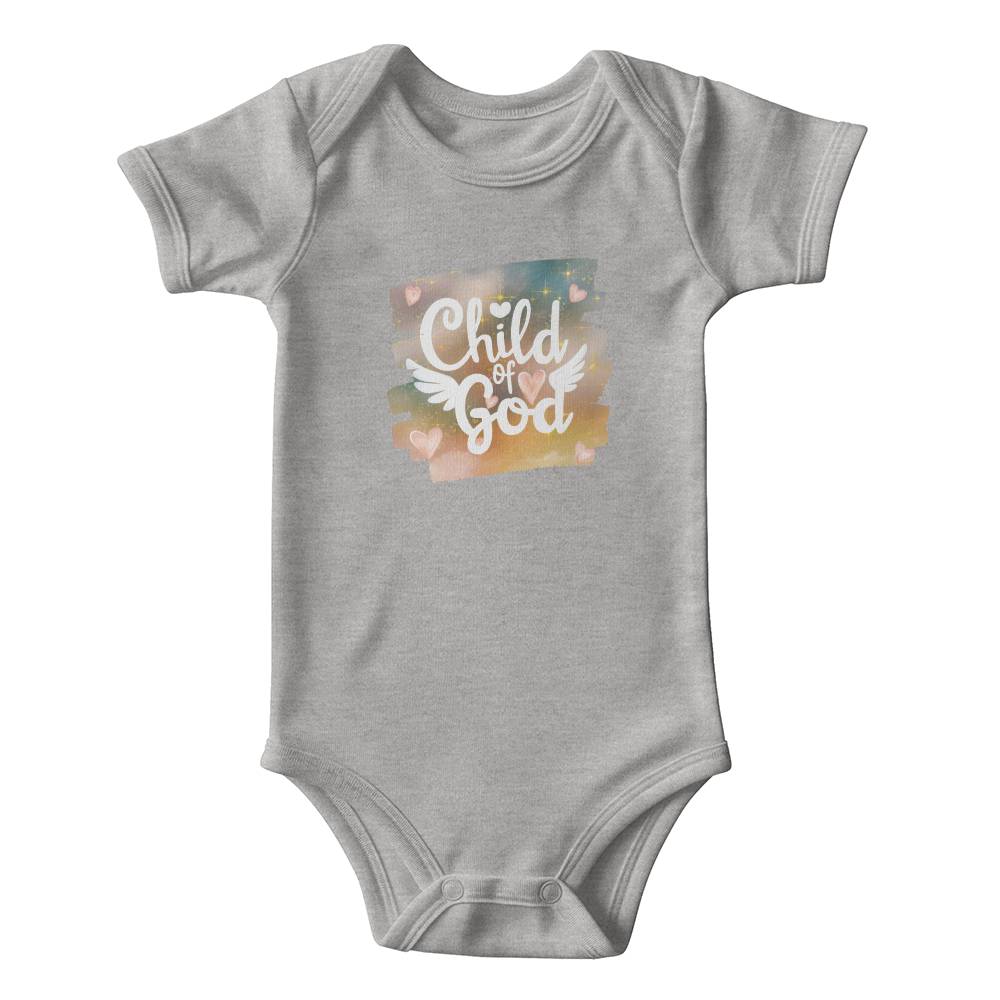 Child of God Christian bodysuit with wings - perfect Christian baby apparel.
