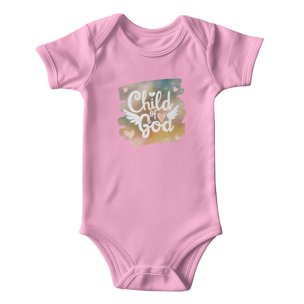 Child of God Christian bodysuit with wings - perfect Christian baby apparel.
